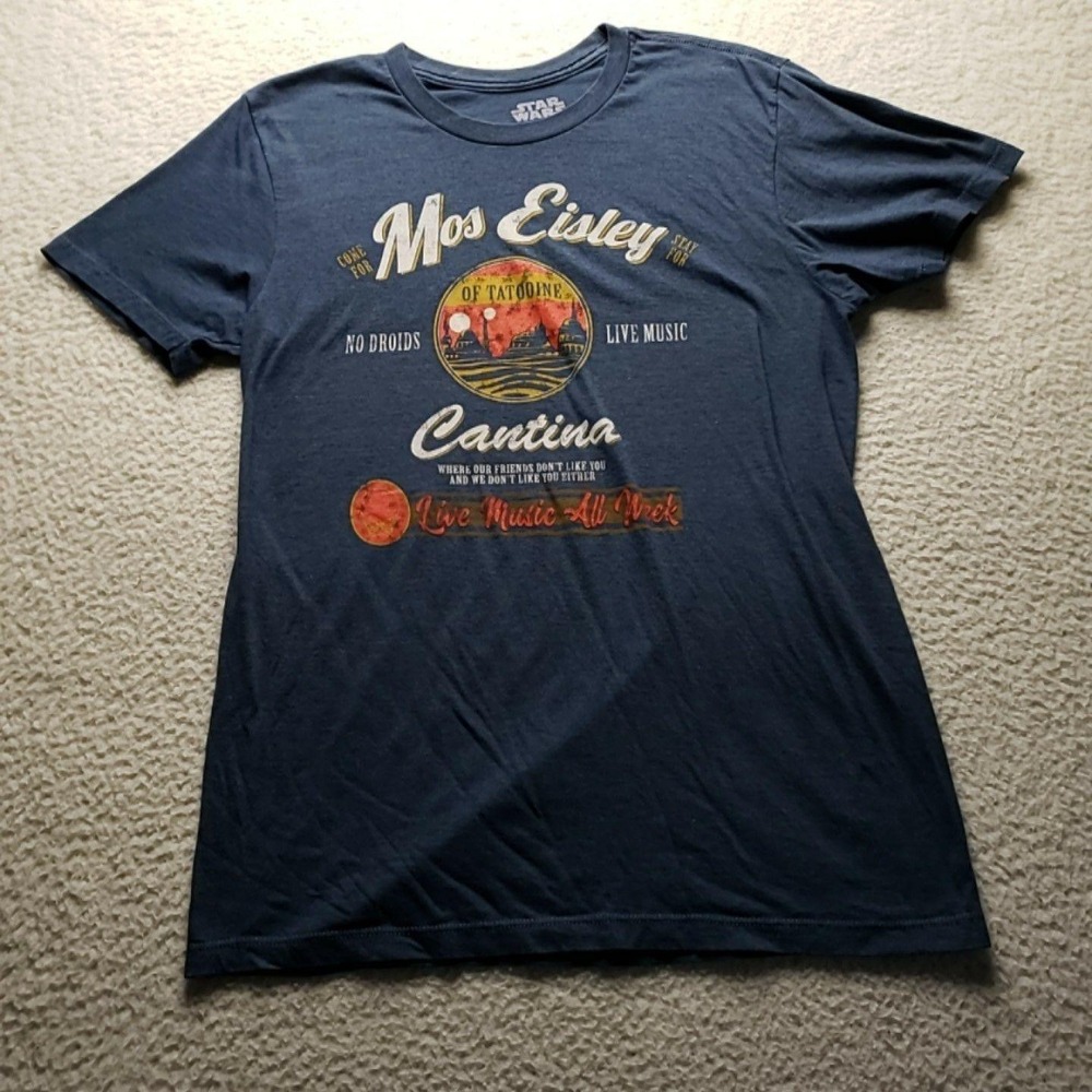 Mad Engine Shirt Mens Medium Blue Star Wars Mos Eisley Cantina Graphic Tee